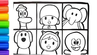 How to draw pocoyo his friends👭👬 drawing  pocoyo drawing  pocoyo  cute pocoyo  colouring drawing [upl. by Udelle]