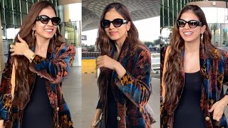 Malvika Mohanan Flying From Mumbai Spotted At Airport Filmy Focus Bollywood [upl. by Pudens]