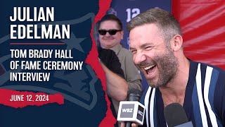 Julian Edelman Full Red Carpet Interview  Tom Brady Patriots Hall Of Fame Ceremony [upl. by Nimaynib]