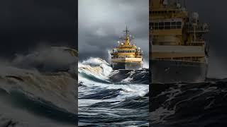 Incredible Footage Massive Ship Battling Rough Sea Waves massivewave ship roughsea [upl. by Okihcim]