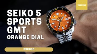 Unboxing Seiko 5 Sports GMT Orange Dial SKX SSK005 SSK005K1 [upl. by Thorin]