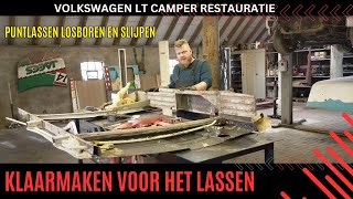 Werkplaatsvlog 13 Camper project voorbereiding plaatwerk en Puntlassen uitboren Volkswagen LT [upl. by Neved256]