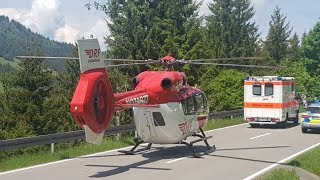 Schwerer Motorradunfall bei Gegenverkehr L146  Rettungshubschrauber DHDSH im Einsatz 03062019 [upl. by Netsrejk]