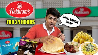 HALDIRAMs for 24 hours Challenge⏲😛 Chole Bhature Gulab Jamun Pav Bhaji amp More [upl. by Irita]