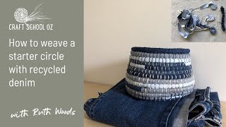 How to start a basket with denim a starter circle [upl. by Nosaes]