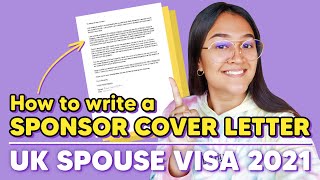 UK SPOUSE VISA 2021  How to write Sponsor Cover Letter [upl. by Eart70]