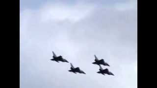 Typhoon Jets Filmed Flying Over Beeston Nottingham National Armed Forces Day Nottingham [upl. by Assirhc]