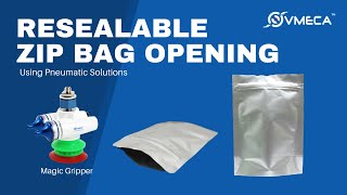 Resealable Bag Opening in Packaging Line using Pneumatic Solution Magic Gripper [upl. by Herrmann]