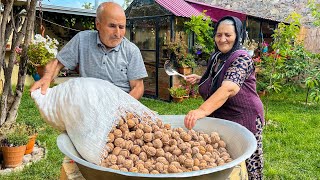 Harvested Fresh Walnuts Making Delicious Walnut Jam in the Village [upl. by Nhguaved]