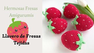 Llavero de Fresas Tejidas a Crochet  Paso a paso 🍓 [upl. by Analla387]