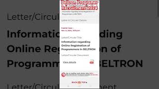 Beltron Programer Recruitment  Beltron Programer Recruitment 2024  Beltron Recruitment New Update [upl. by Pernick]