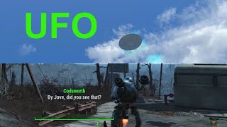 UFO Landing  All Companions reactions fallout4 ufo fallout4nextgen [upl. by Cuyler]