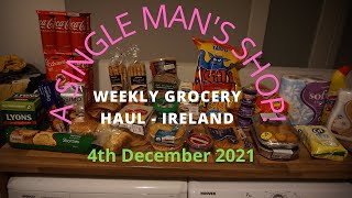 Weekly FoodGrocery Haul Ireland for SINGLE MAN LIVING IN DUBLIN with prices included [upl. by Ahsiekam]