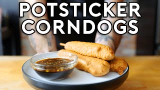 Making Corndogs Using Potstickers and Scallion Pancakes  Whats in the Fridge [upl. by Padegs]