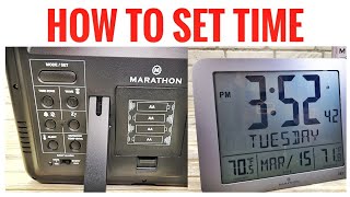 How To Set Time Marathon Atomic Clock with Indoor  Outdoor Temperature Time Zone Fix [upl. by Ahsemik]