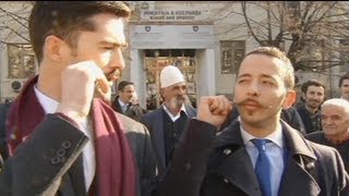 Moustaches mark a century of independence for Albania [upl. by Nebeur47]