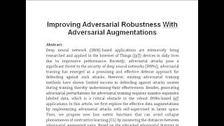 Improving Adversarial Robustness With Adversarial Augmentations [upl. by Elson]