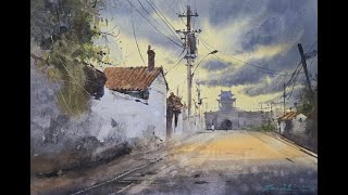 Watercolor painting tutorial  Sityscape [upl. by Shep]