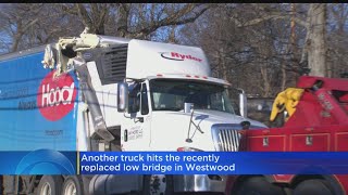 Yet Another TooTall Truck Falls Victim To Westwoods CanOpener Bridge [upl. by Jeannine420]