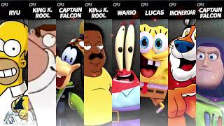 Homer vs Peter vs Goofy vs Cleveland vs Mr Krabs vs SpongeBob vs Tony the Tiger vs Buzz Lightyear [upl. by Ardnuahs403]