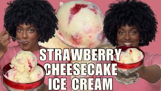 Homemade Strawberry Cheesecake Ice Cream Recipe Custard Based Step by Step Tutorial [upl. by Ecirtap951]