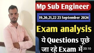 MP Sub Engineer Paper Analysis 2024 Electrical 19 setmber All Shift1 amp Shift2 AnalysisMohit [upl. by Leiram781]