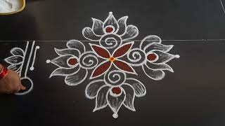 simple and easy lotus kolam 51dots small beautiful rangoli design daily muggulu Anusworld [upl. by Angeli888]