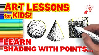 LEARN SHADING WITH POINTS POINTILLISM ART LESSON FOR KIDS [upl. by Eeliab]