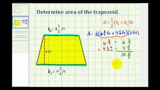 Ex Area of a Trapezoid Using Mixed Numbers [upl. by Ailama]