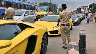 Police Pull Over 28 Lamborghinis  SUPERCARS INDIA  Nov 2019 [upl. by Nosyarg900]