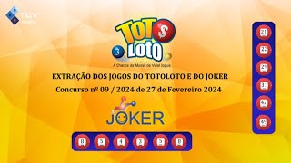 Extração Totoloto amp Joker  27 Fevereiro 2024 [upl. by Fraya]