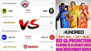 LNSW VS WEFW DREAM11 PREDICTION TODAY SOB VS MNR DREAM11 PREDICTION TODAY THE HUNDRED GAMEdream [upl. by Elsie]