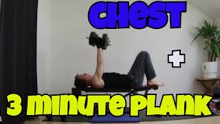 Home Workout Dumbbell Chest Press plus 3 Minute Plank Challenge [upl. by Marcelia60]