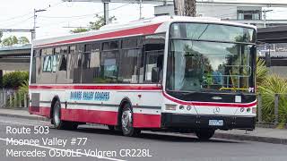 The Final Moonee Valley Route 503 Service  Moonee Valley 77 Mercedes O500LE Volgren CR228L [upl. by Aerehs617]