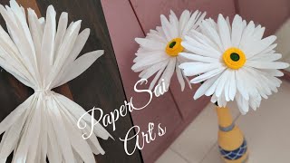 Giant Crepe Paper Daisy flower for Home decorationHandmade Flores de papel crêpe DIYPaperSaiarts [upl. by Nomed109]