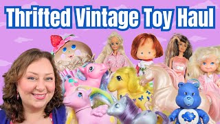 42 Thrift Store Vintage Toy Finds  Super Pickle Care Bears G1G3 My Little Pony and 90s Barbie [upl. by Ahsirek104]