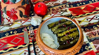 How to Make Stuffed Grape Leaves with Meat and Rice Armenian Dolma Recipe [upl. by Ilime]