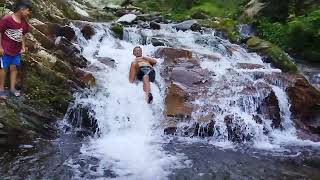 Taking bath in a pristine source of water flowing through the mountainside rain forests [upl. by Adnouqal394]