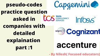 pseudo codes Accenture capgemini infosys  pseudo code question for infosys [upl. by Sesylu309]