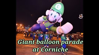 Giant balloon parade at Corniche Qatar part of Eid Festival [upl. by Tallou]