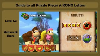 All Puzzle Pieces amp KONG Letters  12 Shipwreck Shore  Donkey Kong Tropical Freeze [upl. by Welcome]