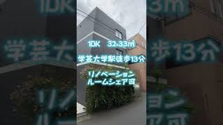 【学芸大学駅13分】1DK 2人入居可🙆‍♂️南面バルコニー [upl. by Euqinotna]