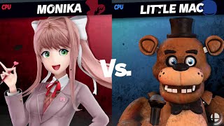 Monika vs Freddy Fazbear Angel David Legorreta Request Quickie SSBU Mods By SingAliveTaro1321 [upl. by Eecyac]