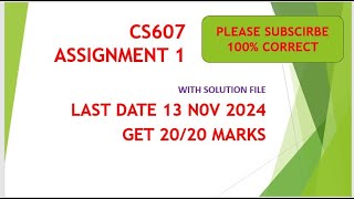 CS607 ASSIGNMENT 1 FALL 2024 WITH SOLUTION FILE [upl. by Haikan]