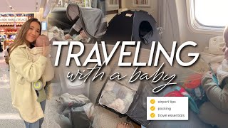 TRAVELING WITH A BABY  navigating the airport packing tips amp advice for flying with a baby [upl. by Jarlathus]