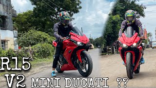 Yamaha R15 V2 Modified Into Mini Ducati 🤯  Yamaha owners must watch ❤️ [upl. by Chas]