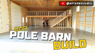 Pole Barn Build  Start to Finish Timelapse Full Workshop with Loft [upl. by Yellas]