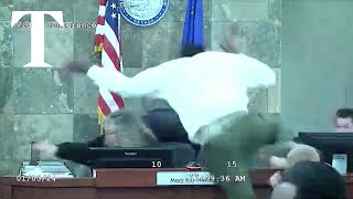 Judge attacked by defendant in Las Vegas courtroom [upl. by Dwan]