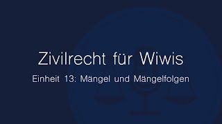 Zivilrecht für Wiwis – Einheit 13 Mängel und Mängelfolgen [upl. by Yevoc962]