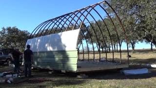 Build process of a 14 x 20 DIY Arched Cabin LLC Tiny House Kit [upl. by Nalloh]